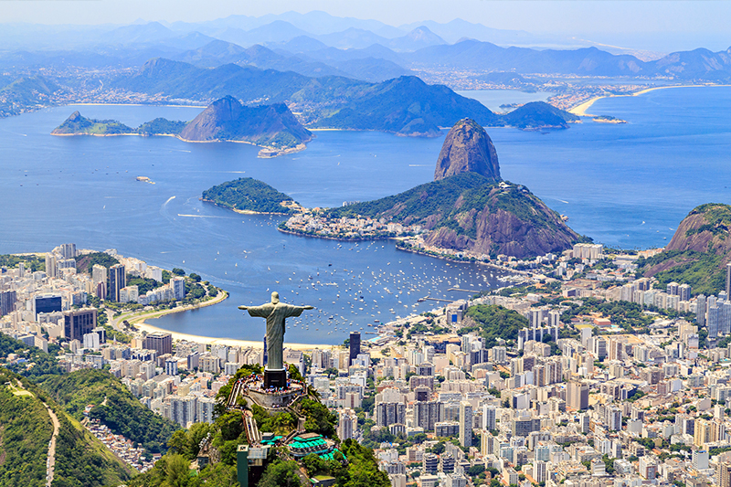 View of Rio de Janeiro with Christ the Redeemer statue