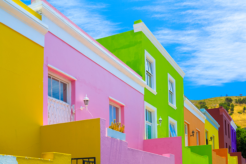Colourful houses in Cape Town, South Africa