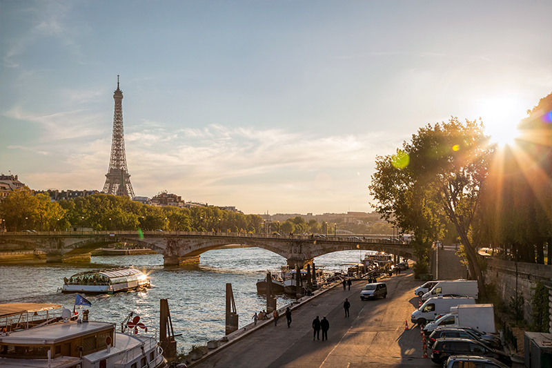 Romantic view of the Seine and Eiffel Tower, Paris - film location of Before Sunset