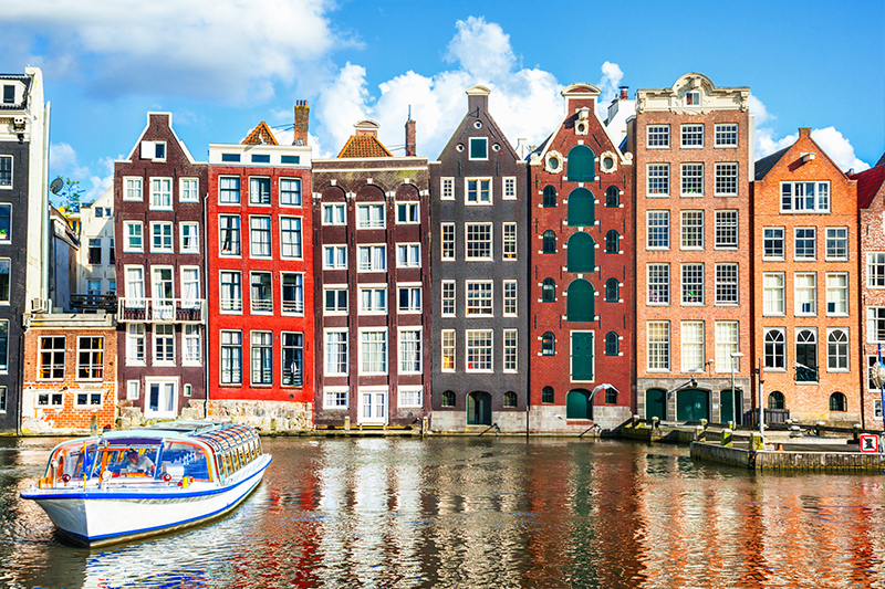 view of romantic film location - canals of Amsterdam, as seen in The Fault in our Stars